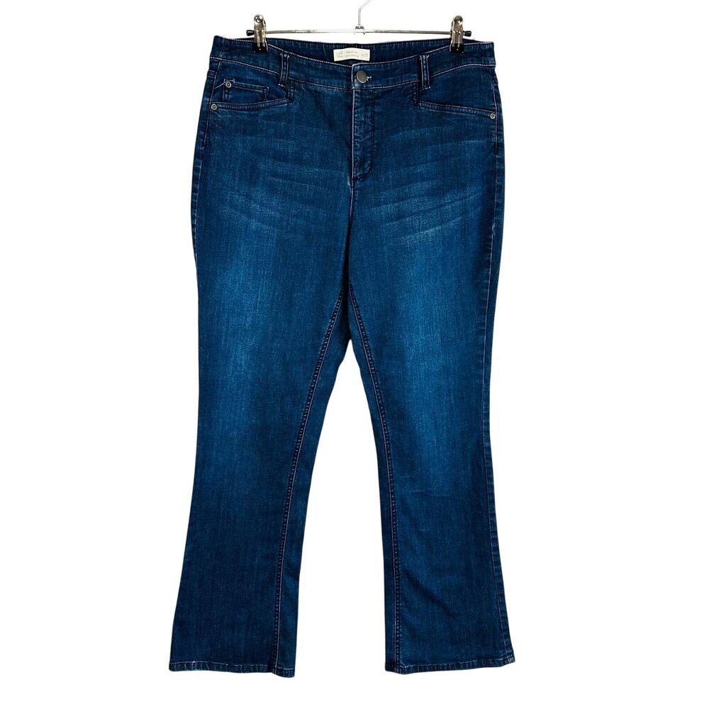 J. Jill Denim Womans Sz 14 Jeans Barely Bootcut Leg Smooth Fit Stretch Blue